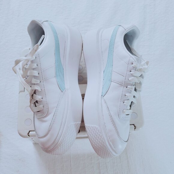 PUMA OSLO MAJA White + Mint Blue Platform Sneakers - Picture 4 of 16